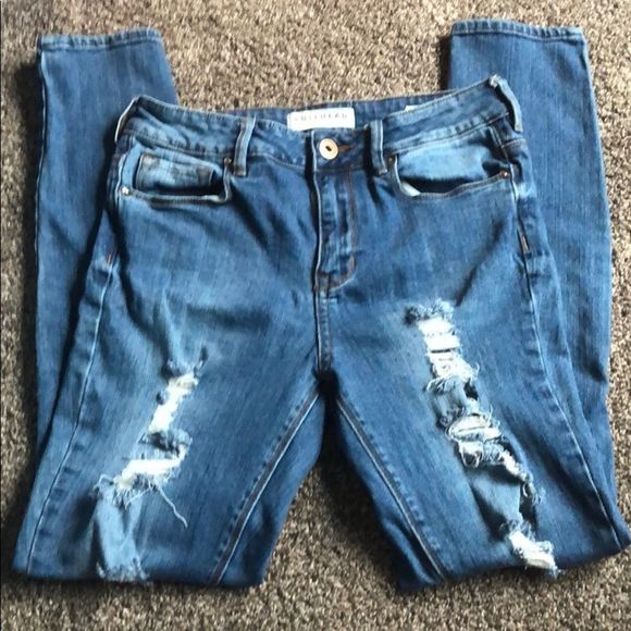 Bullhead Distressed Denim Sz 7 high rise skinny - Picture 4 of 9
